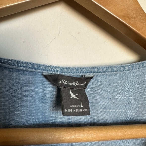 Eddie Bauer Tencel Tranquil Tie Wrap Top in Bleached Blue L - Picture 5 of 12